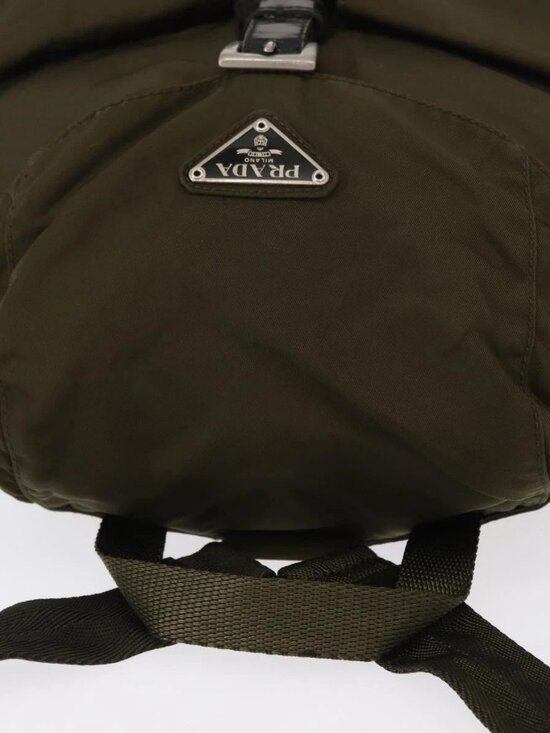 PRADA Backpack Nylon Khaki Silver Auth 154531 main image 7